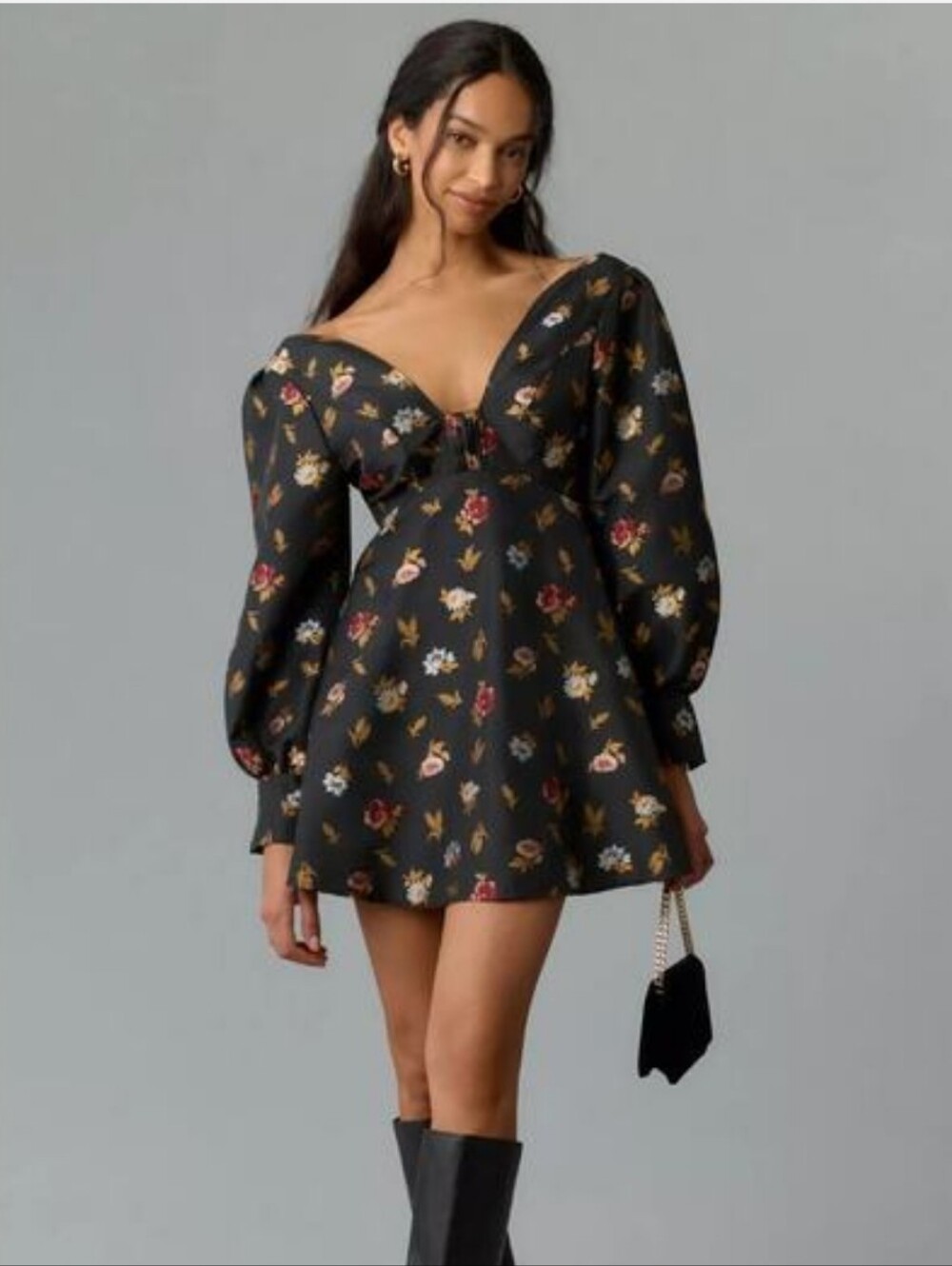 Maeve Sculpted A-Line Mini Plunge Dress